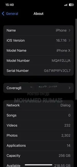 Apple iPhone X 256GB (Used)