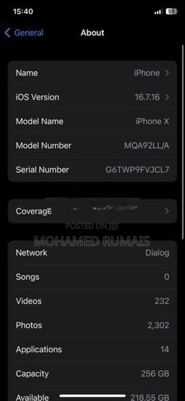 Apple iPhone X 256GB (Used)