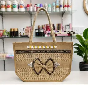 Jute Handbag with Shell Design