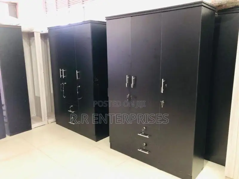 Black New 3 Door Melamine Wardrobes