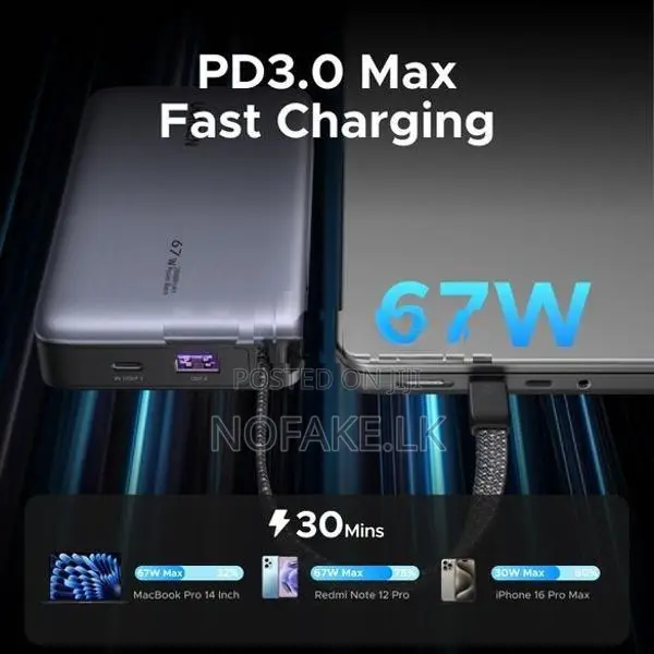 Ugreen 67W 20000mAh in Built Type C Cable Power Bank