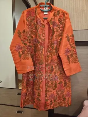 Hand-Embroidered Raw Silk Open-Front Jacket