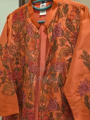 Hand-Embroidered Raw Silk Open-Front Jacket