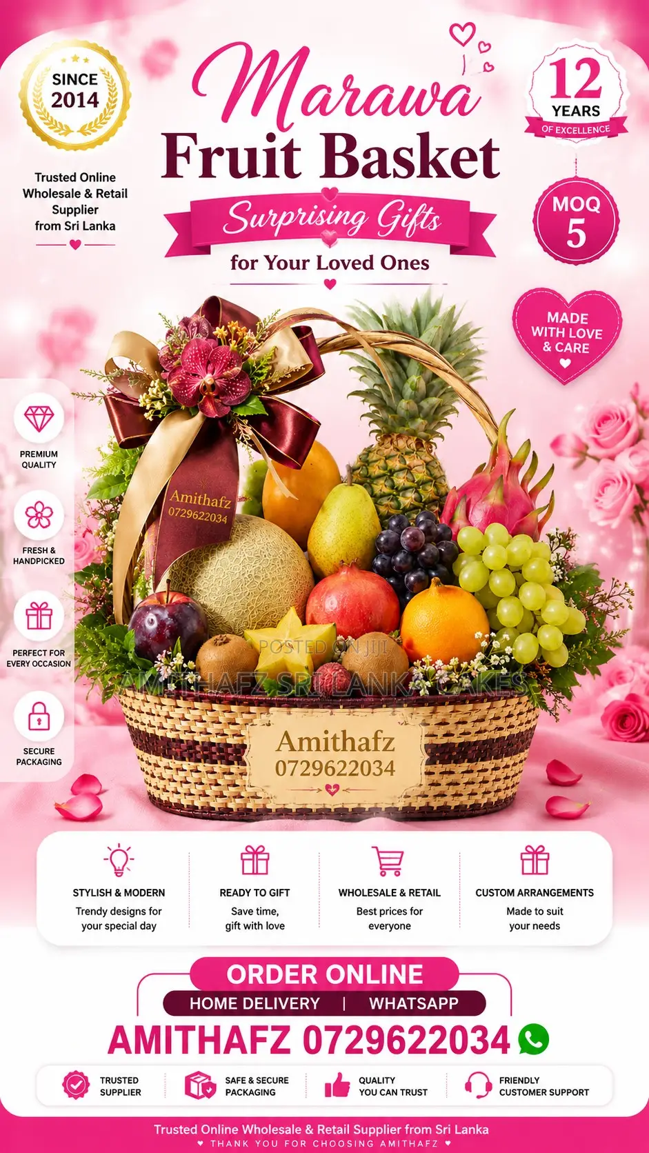 Marawa Fruit Basket | Elegant Wedding Nikah Gift Arrangements Sri Lank