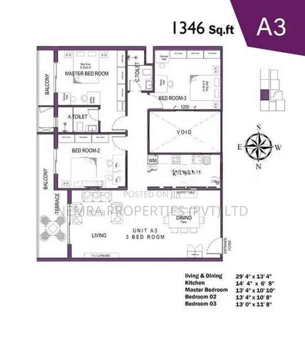 3 BR Unit A2 A3 Apartment Sale Ratmalana