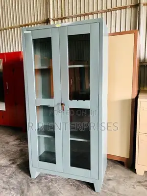 6*3 Feet Glass Door Steel Office Pantry Cupboard