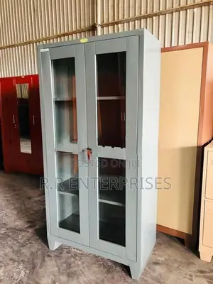 6*3 Feet Glass Door Steel Office Pantry Cupboard