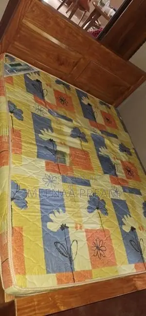 Wooden Triple Size Bed with Mattress