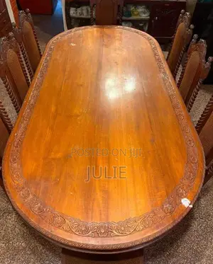 Vintage Jak Wood Dining Table with 8 Chairs