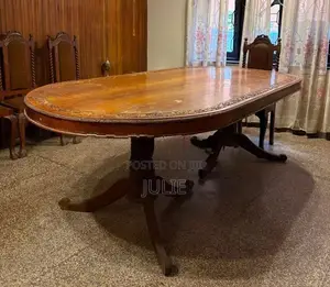 Vintage Jak Wood Dining Table with 8 Chairs