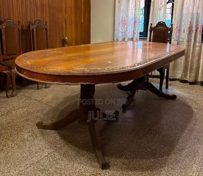 Vintage Jak Wood Dining Table with 8 Chairs