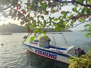 Fishing Boat with Two Outboard Motors