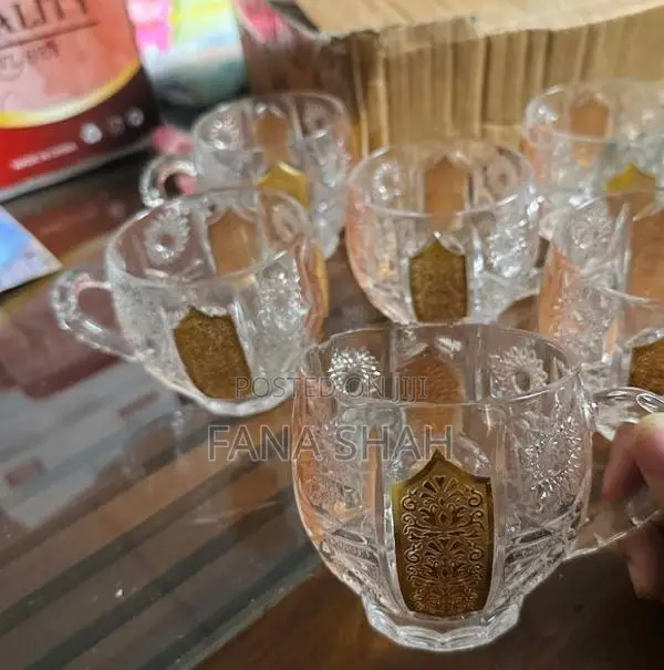 Vintage Glass Tea Cup Set – 6 Pieces