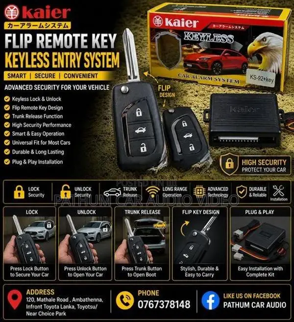 Kaier Flip Remote key Keyless Entry Lock Unlock