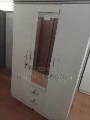 3 Door Melamine Dising Wardrobe with Glass