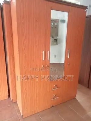 3 Door Melamine Dising Wardrobe with Glass