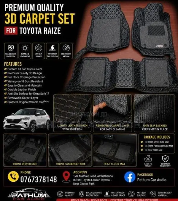 Toyota Raize Premium Quality 3D Carpet Set