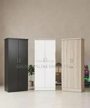 New Melamine 2 Door White / Ash Black Colour Cupboard