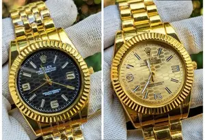 Mens Gold Plated Luxury Wrist Watch