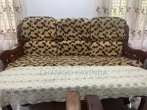 Solid Sri Lankan Teak Hand-Carved Living Room Sofa Set