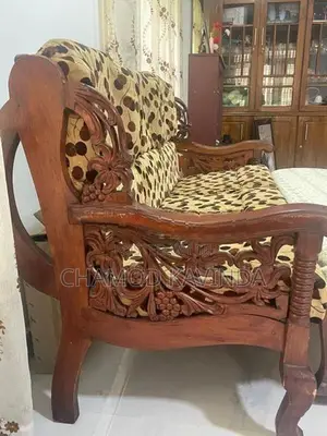 Solid Sri Lankan Teak Hand-Carved Living Room Sofa Set