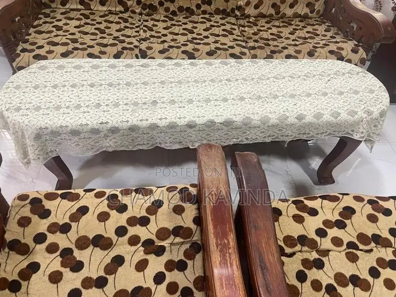 Solid Sri Lankan Teak Hand-Carved Living Room Sofa Set