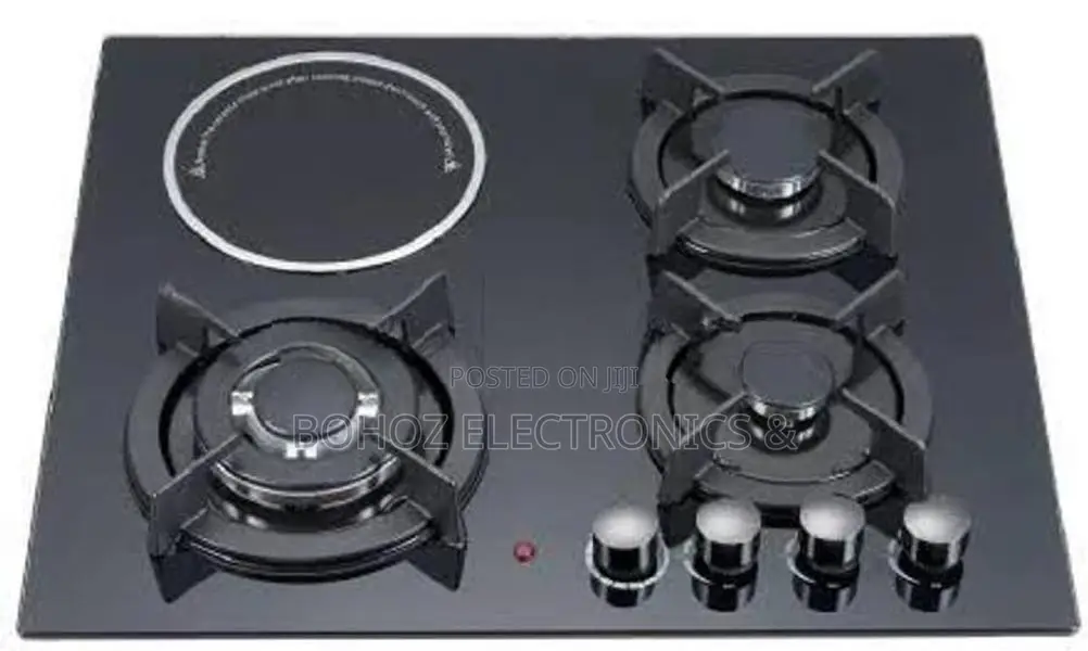 Euro Cooker Hob Square 3 Gas Burner + 1 Infrared Glass