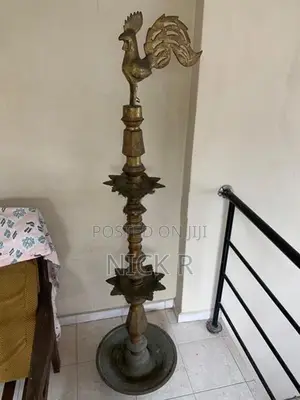 Two Antique Brass Oil Lamps 6 feet Tall