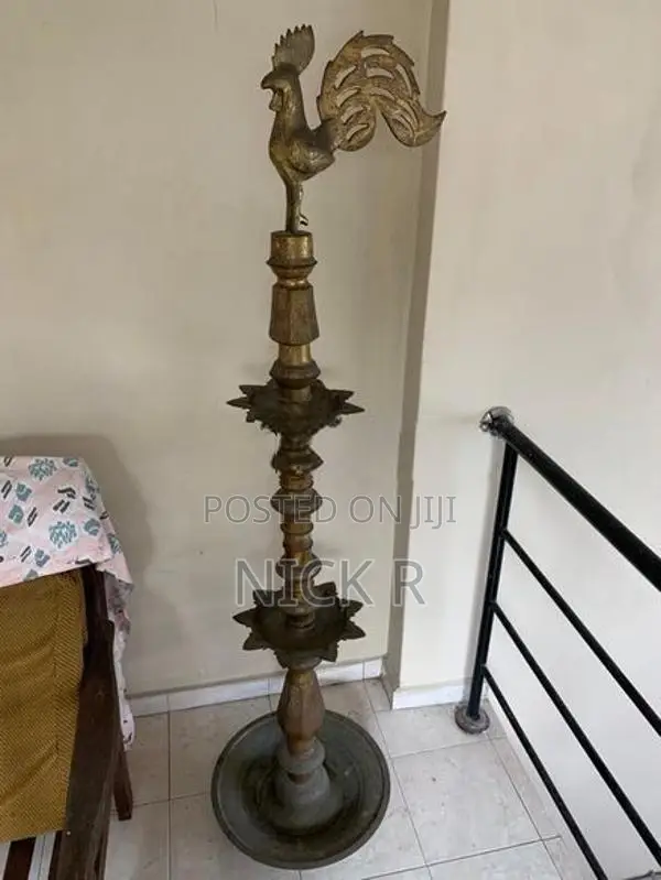 Two Antique Brass Oil Lamps 6 feet Tall