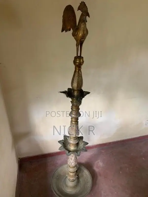 Two Antique Brass Oil Lamps 6 feet Tall