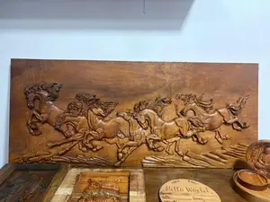 8 Horses Wooden Carving