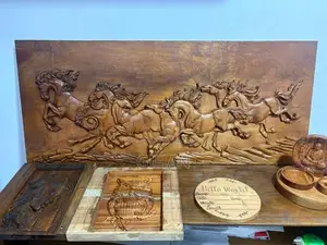 8 Horses Wooden Carving