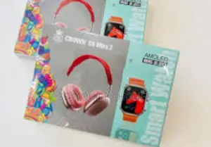 Crown Amoled Smart Watch Head Phone Combo