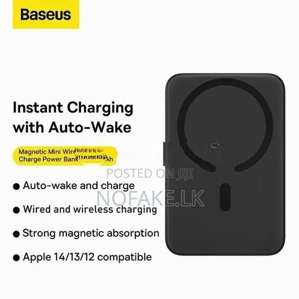 Baseus 20W 10000mah Magnetic mini Wired & Wireless Power Bank - Black