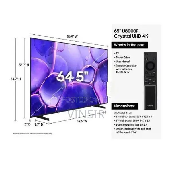 Samsung 65″ Crystal UHD (U8000F) 4K Smart TV