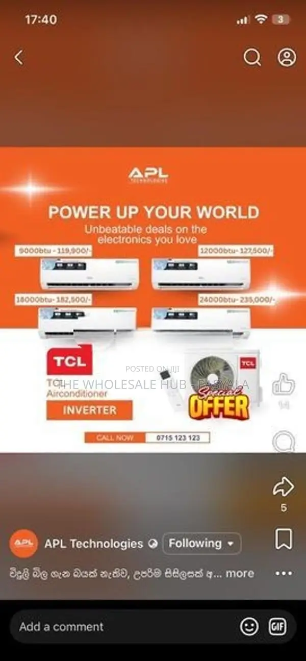 TCL 12000btu Inverter AC