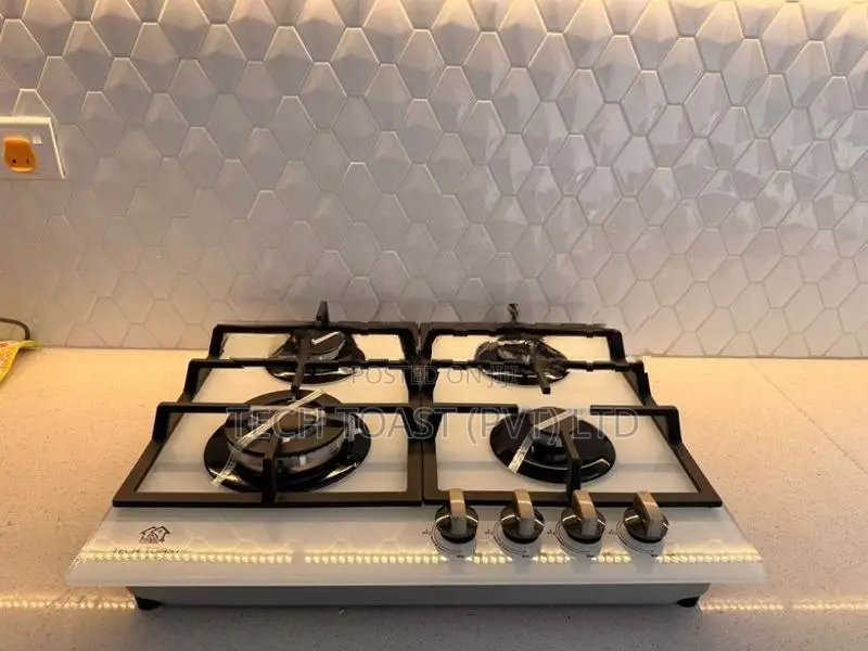 Gas Cooker 4 Burner Hob Glass Top White New W4