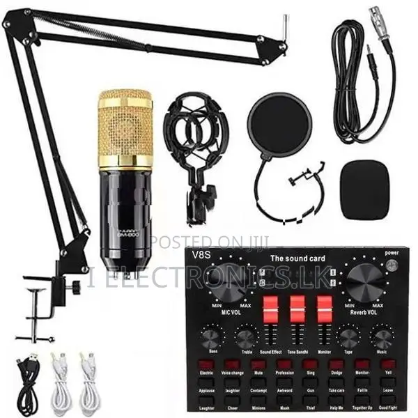 BM800+V8S Sound Card Set Audio Condenser Mic Studio Singing Microphone
