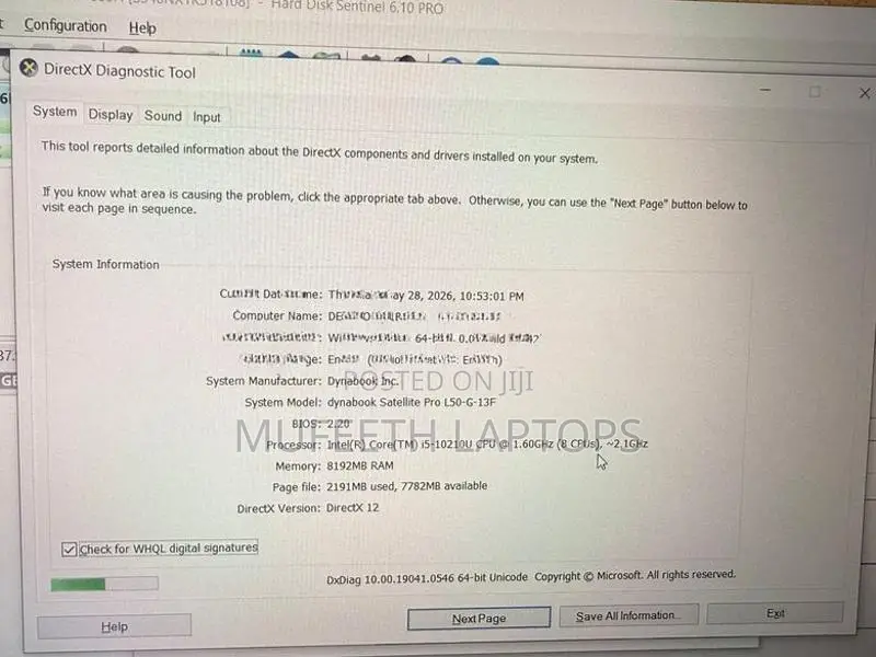 Core i5 10Gen 8GB 256GB SSD 15.6”FHD Display