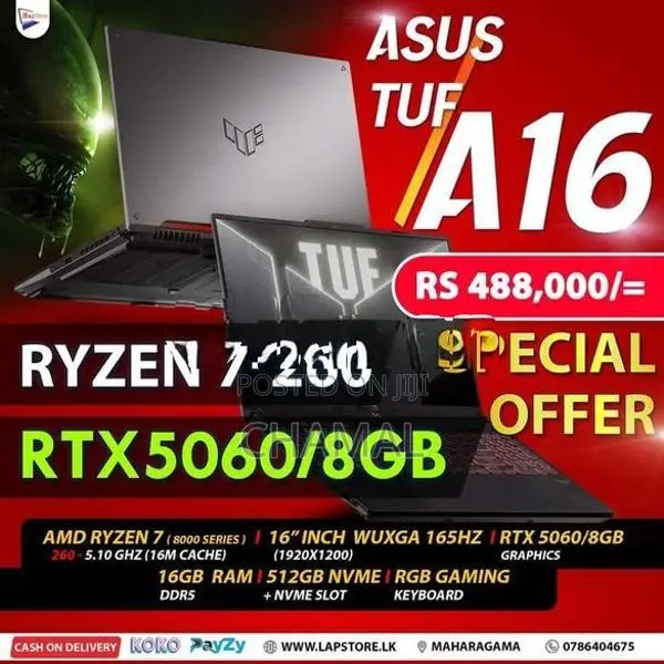 Asus TUF A16 +RTX 5060 Brandnew +16GB|Gaming Laptops Limited Offer
