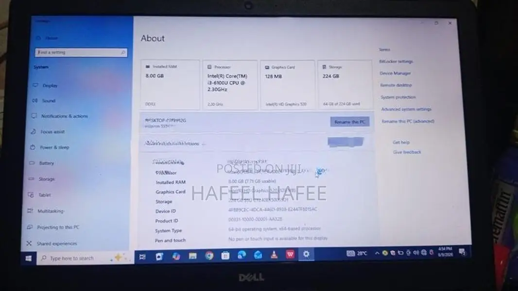 Dell i3 6th Gen 8GB Ram 256 SSD