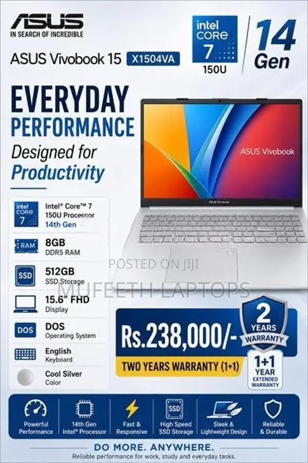 New Core 7 14Gen 8GB DDR 5 512GB NVMe 15.6”FHD