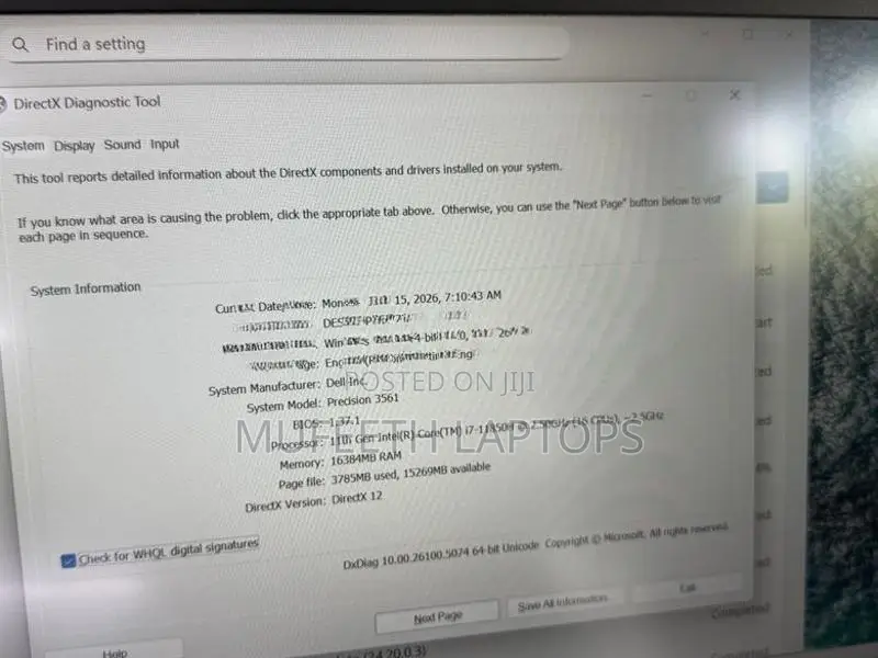 Dell i7 11Gen H Processor 16/512GB 15.6”FHD