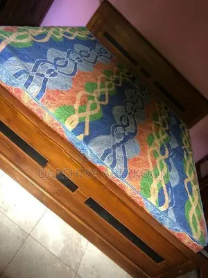 King Size Teak Wood Bed (6 ft × 6 ft) with Mattress