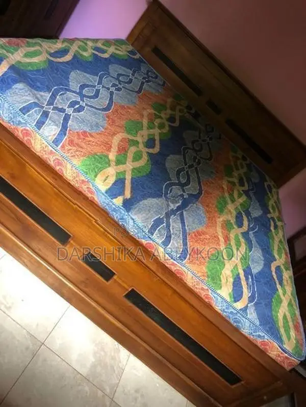 King Size Teak Wood Bed (6 ft × 6 ft) with Mattress