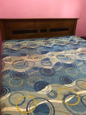 King Size Teak Wood Bed (6 ft × 6 ft) with Mattress