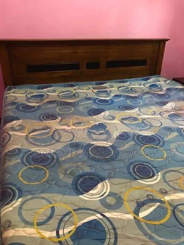 King Size Teak Wood Bed (6 ft × 6 ft) with Mattress