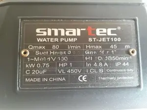 Jet Type Water Pump 1 Hose Power Smartec