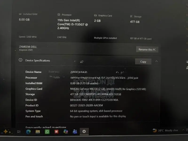Dell Inspiron 8GB/512SSD