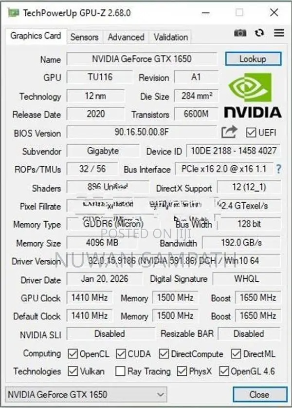 Gigabyte GeForce GTX 1650 4GB Graphics Card